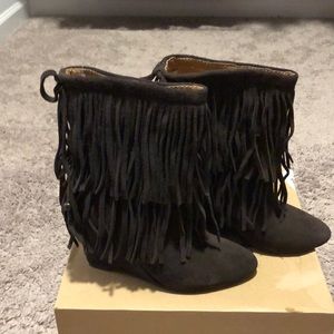 Ralph Lauren Donata dark brown suede wedge boot
